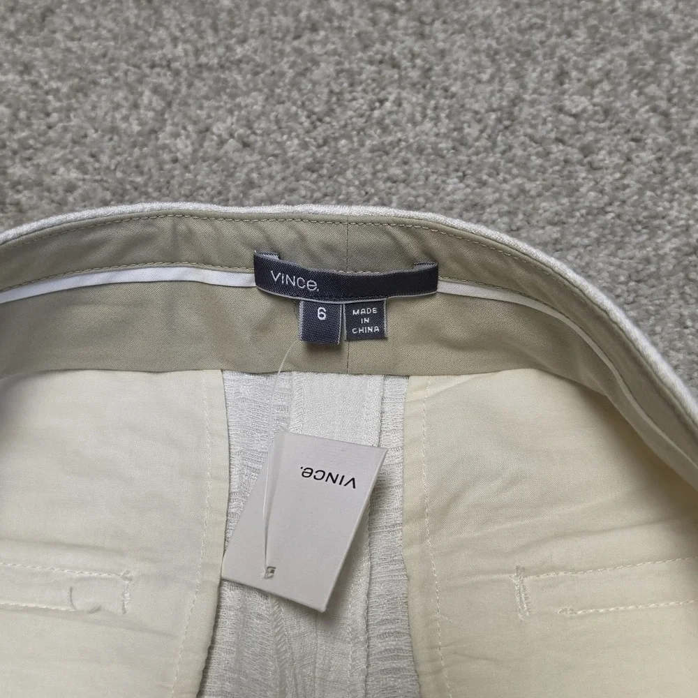 NWT Vince Pintuck Jacquard White Cotton Linen Blend Shorts Size 6 $245 - Picture 6 of 9